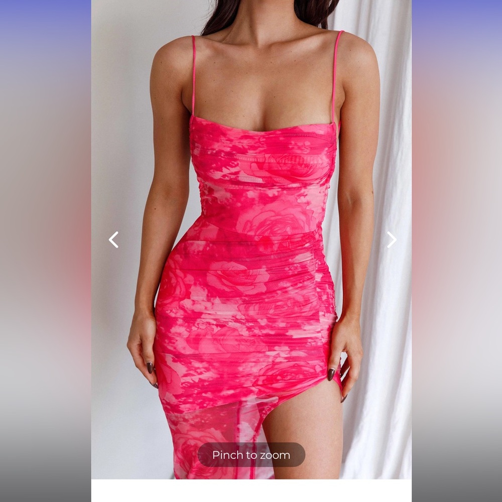 MADELYN BACKLESS MIDI DRESS ROSE PRINT PINK - Picture 3 of 9